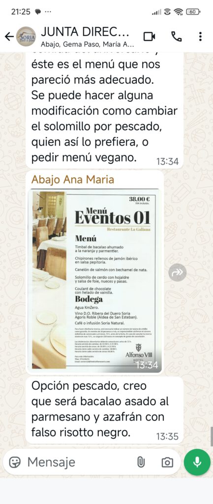 Comida de celebración del decimo aniversario de la creación del club